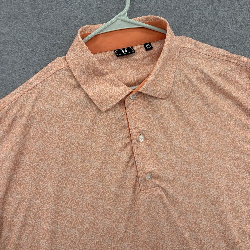 FootJoy FJ Golf Polo Mens 2XL Orange Speckled R&S Sharf Golf Course Performance